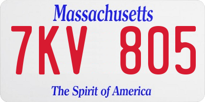 MA license plate 7KV805