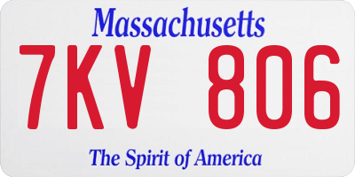 MA license plate 7KV806
