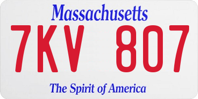 MA license plate 7KV807