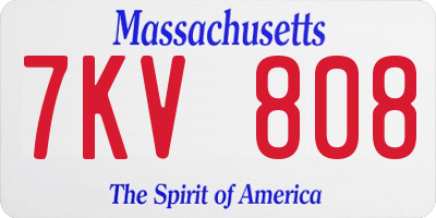 MA license plate 7KV808