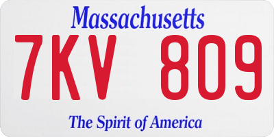 MA license plate 7KV809