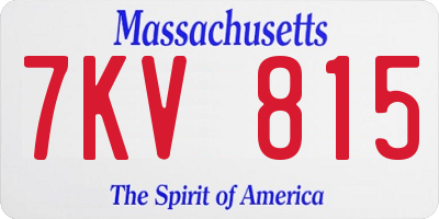 MA license plate 7KV815