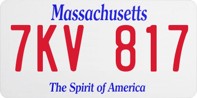 MA license plate 7KV817