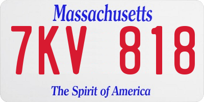 MA license plate 7KV818