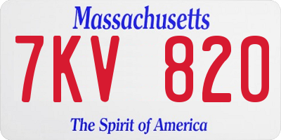 MA license plate 7KV820