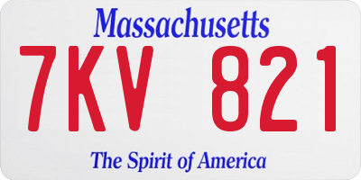 MA license plate 7KV821