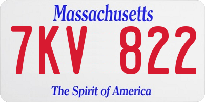 MA license plate 7KV822