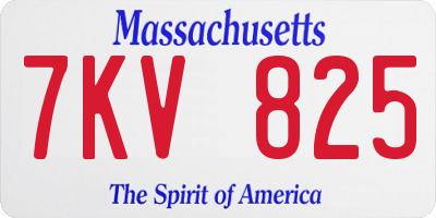 MA license plate 7KV825