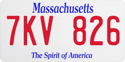 MA license plate 7KV826