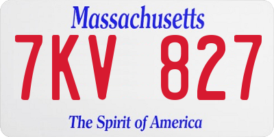 MA license plate 7KV827