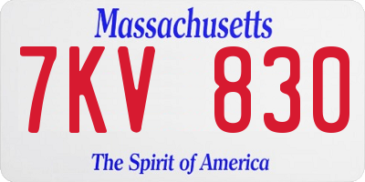 MA license plate 7KV830