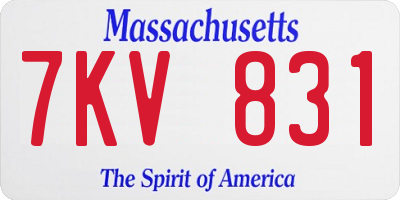 MA license plate 7KV831