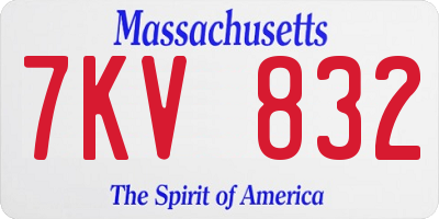 MA license plate 7KV832