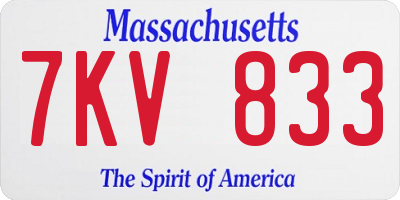 MA license plate 7KV833