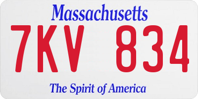 MA license plate 7KV834