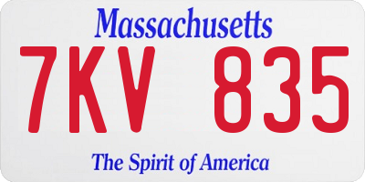 MA license plate 7KV835