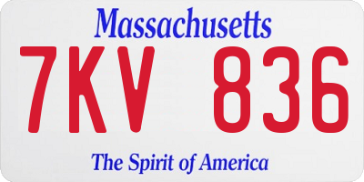 MA license plate 7KV836