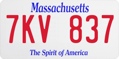 MA license plate 7KV837