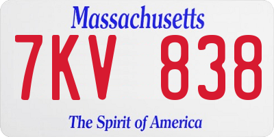 MA license plate 7KV838
