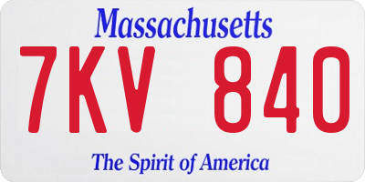 MA license plate 7KV840
