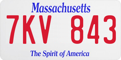 MA license plate 7KV843