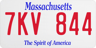MA license plate 7KV844