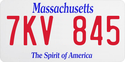 MA license plate 7KV845