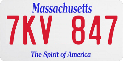 MA license plate 7KV847