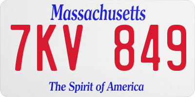 MA license plate 7KV849
