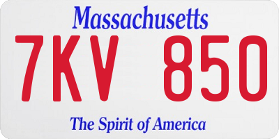 MA license plate 7KV850