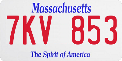 MA license plate 7KV853