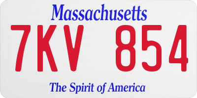MA license plate 7KV854