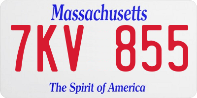 MA license plate 7KV855
