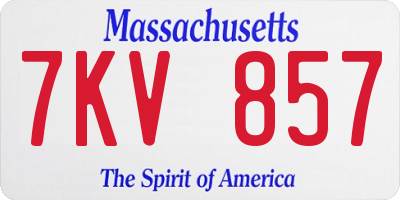 MA license plate 7KV857