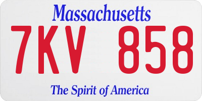 MA license plate 7KV858