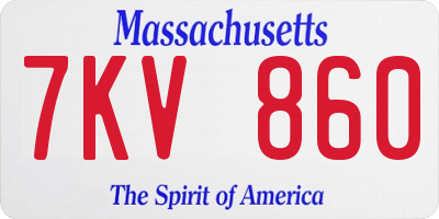MA license plate 7KV860