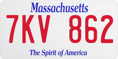 MA license plate 7KV862