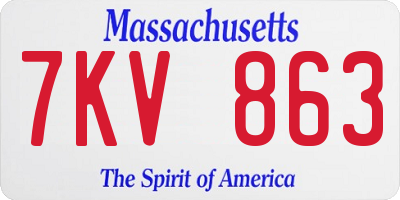 MA license plate 7KV863