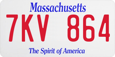 MA license plate 7KV864
