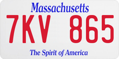 MA license plate 7KV865