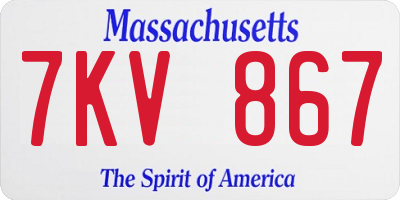 MA license plate 7KV867
