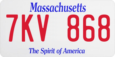MA license plate 7KV868