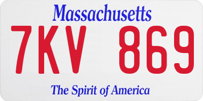MA license plate 7KV869