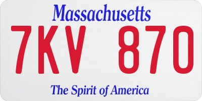 MA license plate 7KV870