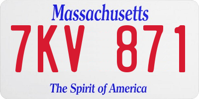 MA license plate 7KV871