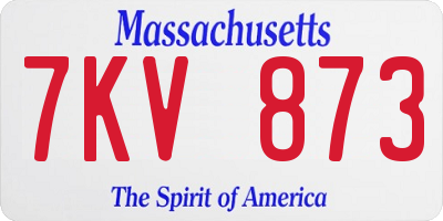 MA license plate 7KV873