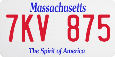 MA license plate 7KV875