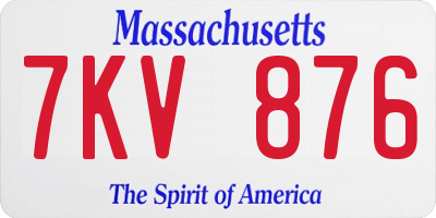 MA license plate 7KV876