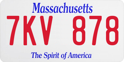 MA license plate 7KV878