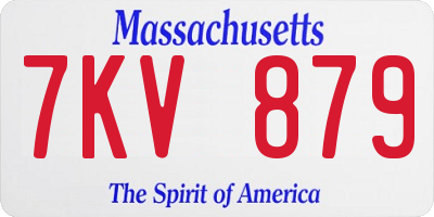 MA license plate 7KV879